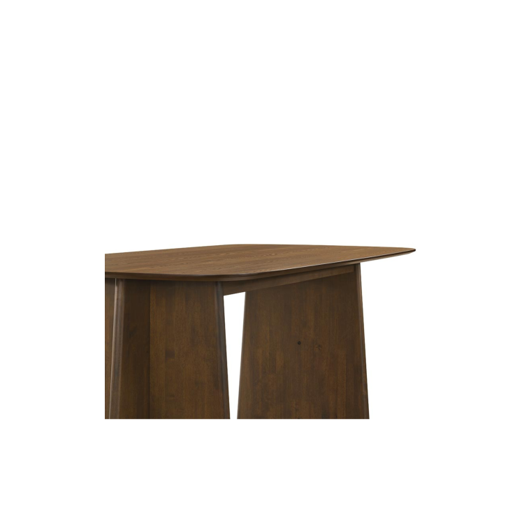 Walnut Dining Table Set with 6 Beige Upholstered Curved Dining Chairs - Seats 6 - Noor