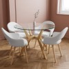 Round Glass Dining Table Set with 4 Cream Recycled Fabric Chairs - Seats 4 - Nori