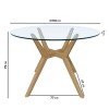 Round Glass Dining Table Set with 4 Cream Recycled Fabric Chairs - Seats 4 - Nori
