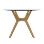 Round Glass Dining Table Set with 4 Green Upholstered Dining Chairs - Seats 4 - Nori