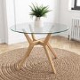 Round Glass Dining Table Set with 4 Burnt Orange Fabric Chairs - Seats 4 - Nori