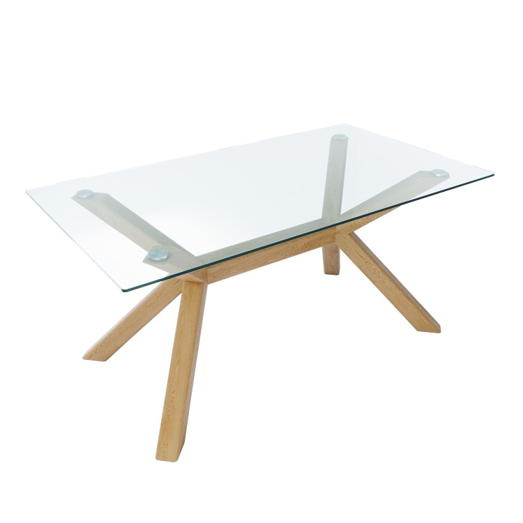Glass Dining Table Set with 4 Cream Faux Leather Chairs - Seats 4 - Nori