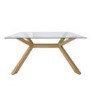 Glass Dining Table Set with 4 Cream Faux Leather Chairs - Seats 4 - Nori
