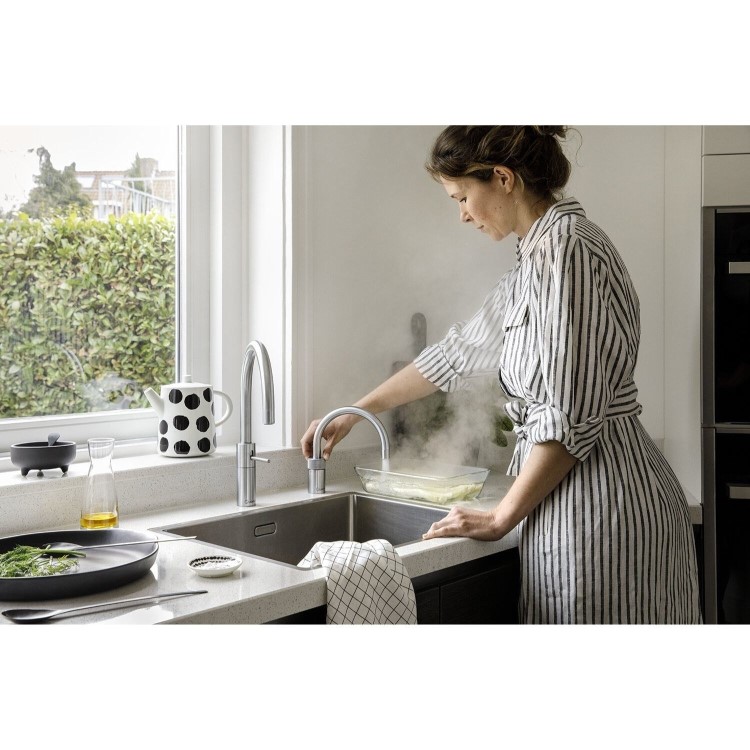 Quooker Nordic Tap Round Stainless Steel + Pro3 3L Boiling Water Tank