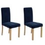 Extendable Oak Dining Table & 4 Blue Velvet Chairs - New Haven