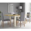 Cream Flip Top Dining Table with Oak Top &amp; 4 Grey Chairs - New Town