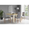 Cream Flip Top Dining Table with Oak Top &amp; 4 Grey Chairs - New Town