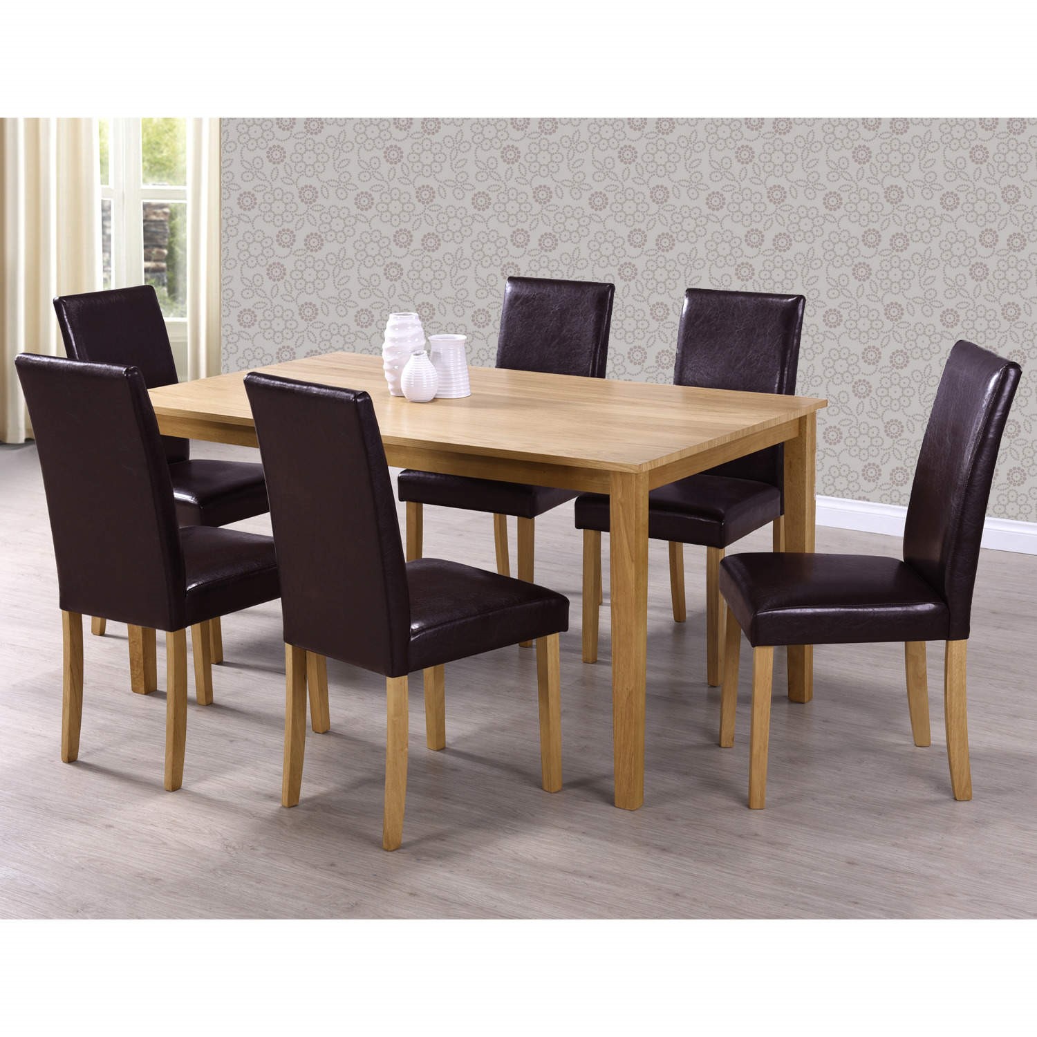 Brown faux leather clearance dining room chairs