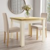 Cream and Oak 2 Seater Dining Set with Flip Top Table and Fabric Dining Chairs