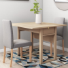 New Town Extendable Oak Dining Table with 2 Dining Chairs in Grey Fabric
