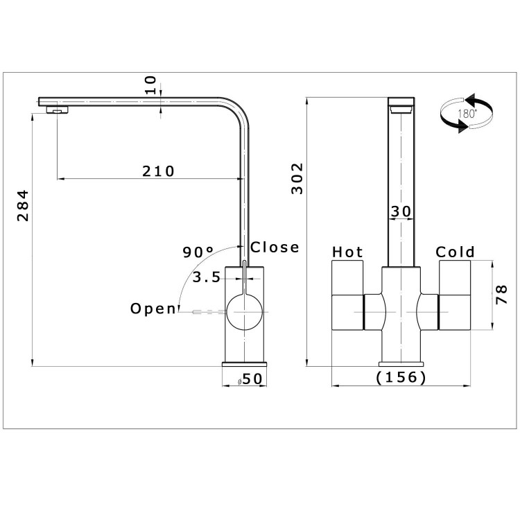 Taylor & Moore Twin Lever Chrome Monobloc Kitchen Sink Tap