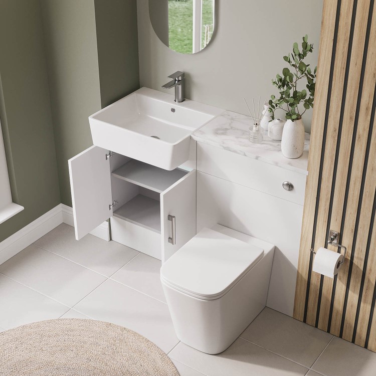Grade A1 - 1200mm White Toilet and Sink Unit with Chrome Fittings - Ontario