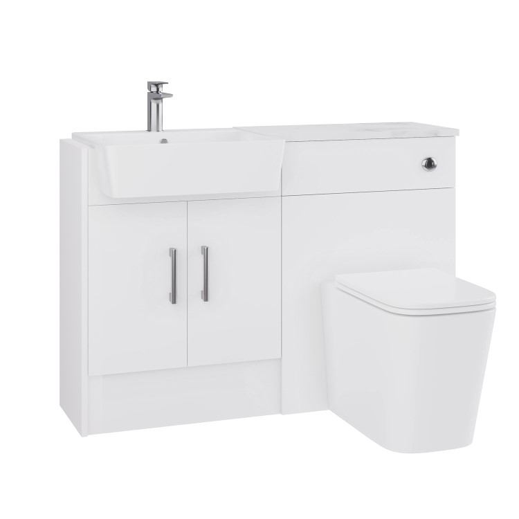Grade A1 - 1200mm White Toilet and Sink Unit with Chrome Fittings - Ontario