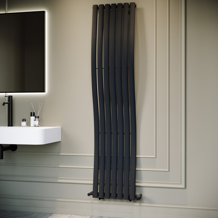Anthracite Vertical Wave Designer Single Panel Radiator 1800 x 400mm - Opala