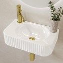 A1/OREGW446X265 ONLY OPENED - White Rectangular Fluted Wall Hung Basin 410mm - Oregon
