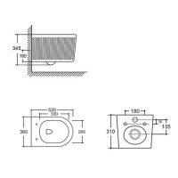 Fluted Wall Hung Rimless Toilet with Soft Close Seat, Matt Black Pneumatic Flush Plate, 820mm Frame & Cistern – Oregon