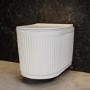 Fluted Wall Hung Rimless Toilet with Soft Close Seat, Matt Black Mechanical Flush Plate, 1168mm Frame & Cistern – Oregon