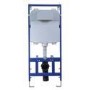 Fluted Wall Hung Rimless Toilet with Soft Close Seat, Brushed Brass Mechanical Flush Plate, 1168mm Frame & Cistern – Oregon