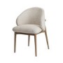 Set of 6 Beige Upholstered Curved Dining Chairs with Solid Rustic Exposed Back - Kori