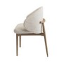 Set of 6 Beige Upholstered Curved Dining Chairs with Solid Rustic Exposed Back - Kori