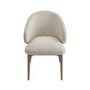 Set of 6 Beige Upholstered Curved Dining Chairs with Solid Rustic Exposed Back - Kori