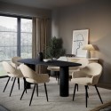 BUN/OSC001/96763 Large Black Oak Pebble Dining Table Set with 6 Beige Upholstered Chairs - Seats 6 - Oscar