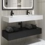 1200mm Black Wall Hung Double Vanity Unit with Basin - Oslo