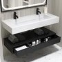 1200mm Black Wall Hung Double Vanity Unit with Basin - Oslo