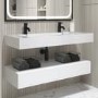1200mm White Wall Hung Double Vanity Unit with Basin - Oslo