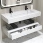 1200mm White Wall Hung Double Vanity Unit with Basin - Oslo