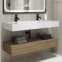 1200mm Wood Effect Wall Hung Double Vanity Unit with Basin - Oslo