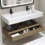 1200mm Wood Effect Wall Hung Double Vanity Unit with Basin - Oslo