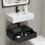 600mm Black Wall Hung Vanity Unit with Basin - Oslo