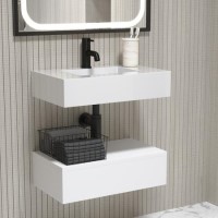 600mm White Wall Hung Vanity Unit with Basin - Oslo