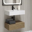 BUN/OSL600/95414 600mm Wood Effect Wall Hung Vanity Unit with Basin - Oslo