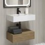 600mm Wood Effect Wall Hung Vanity Unit with Basin - Oslo