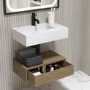 600mm Wood Effect Wall Hung Vanity Unit with Basin - Oslo