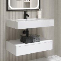800mm White Wall Hung Vanity Unit with Basin - Oslo