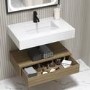 ONLY OPENED - 800mm Wood Effect Wall Hung Vanity Unit with Rectangular Basin - Oslo