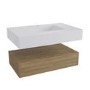 ONLY OPENED - 800mm Wood Effect Wall Hung Vanity Unit with Rectangular Basin - Oslo
