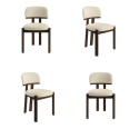 BUN/OTT001/98326 Set of 4 Walnut and Cream Upholstered Dining Chairs - Otto