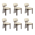 BUN/OTT001/98327 Set of 6 Walnut and Cream Upholstered Dining Chairs - Otto