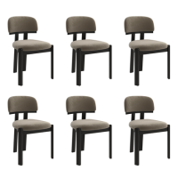 Set of 6 Mink Velvet Dining Chairs - Otto