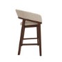 Set of 2 Walnut & Beige Upholstered Curved Kitchen Stools with Backs - Owen