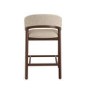 Set of 2 Walnut & Beige Upholstered Curved Kitchen Stools with Backs - Owen