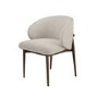 Set of 6 Walnut and Beige Upholstered Curved Dining Chairs with Solid Wood Exposed Back - Kori