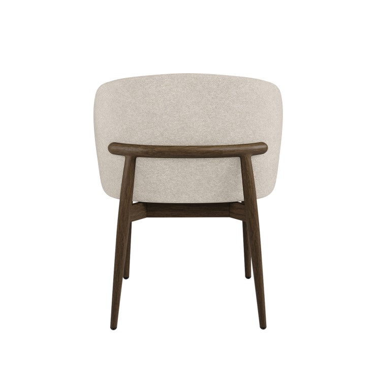 Set of 6 Walnut and Beige Upholstered Curved Dining Chairs with Solid Wood Exposed Back - Kori