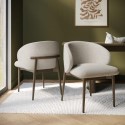 KOR011 Walnut and Beige Upholstered Curved Dining Chair with Exposed Back - Kori