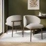 Walnut and Beige Upholstered Curved Dining Chair with Solid Wood Exposed Back - Kori