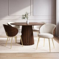 Round Walnut Dining Table Set with Walnut Bent Wood Back Dining Chairs - Owen